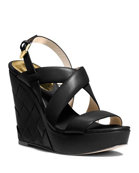 michael kors wedge black sandal viviane|michael kors wedge sandals.